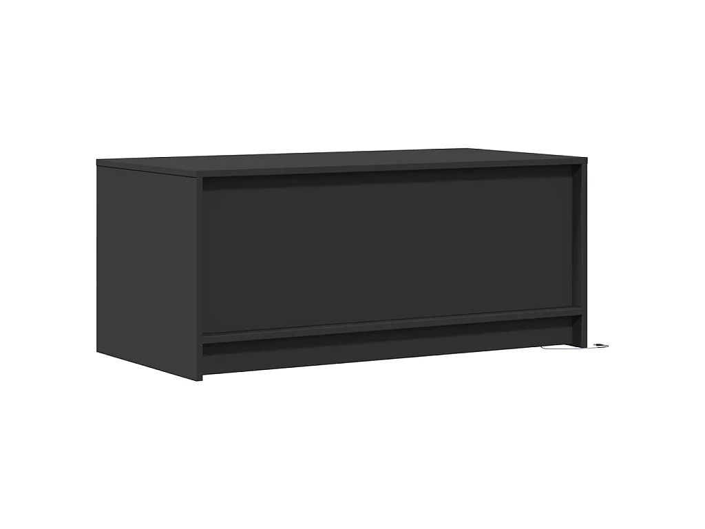 Table basse avec lumières LED noir bois d'ingénierie