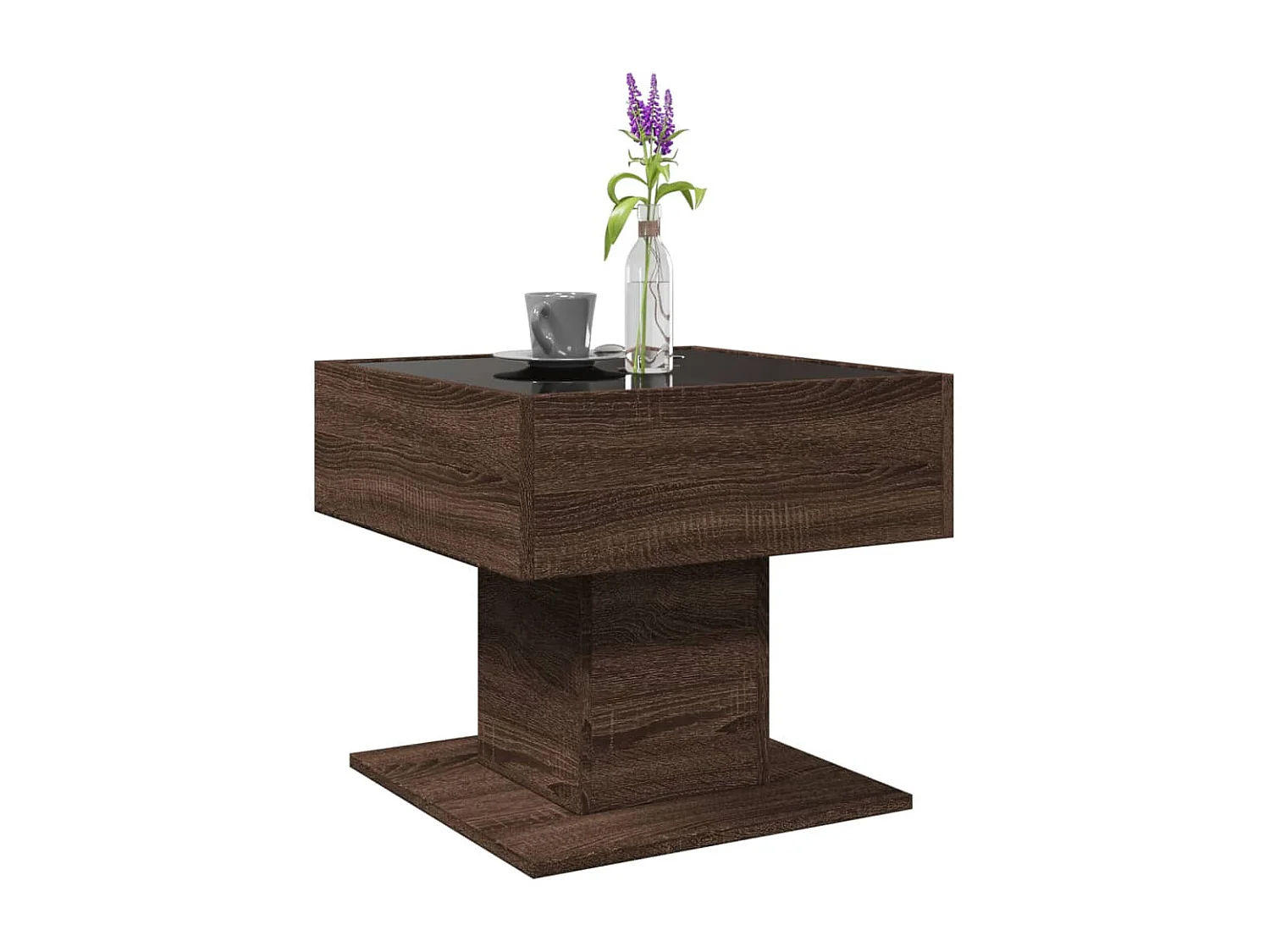 LED-Couchtisch Braun Eichen-Optik 50x50x45 cm Holzwerkstoff