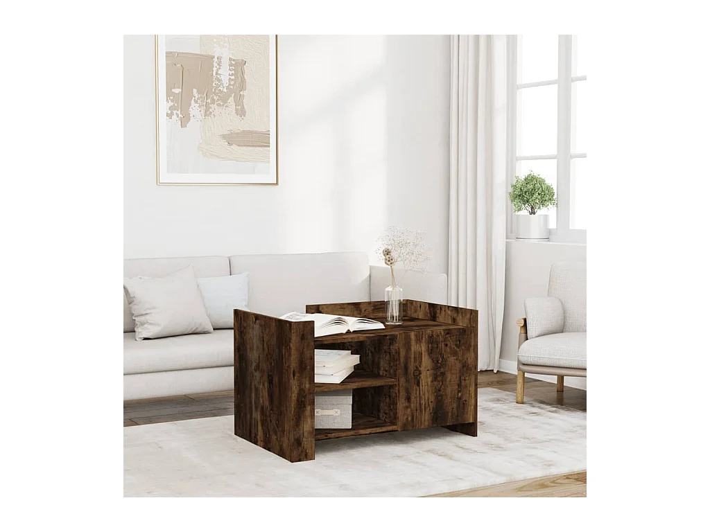 Table basse chêne fumé 80x50x50 cm bois d'ingénierie