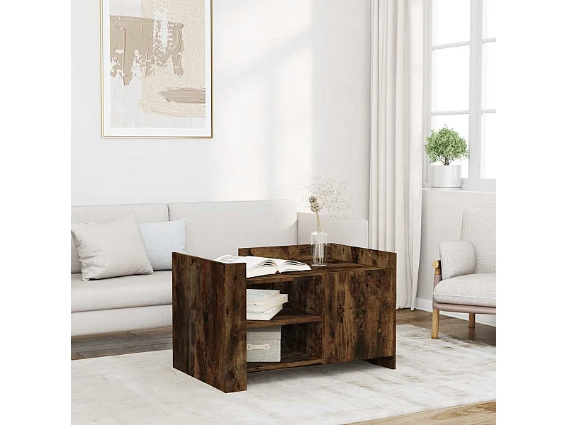 Salontafel 80x50x50 cm bewerkt hout gerookt eikenkleurig