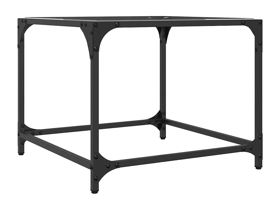 Tavolini con Piano in Vetro Trasparente 2 pz 50x50x40cm Acciaio