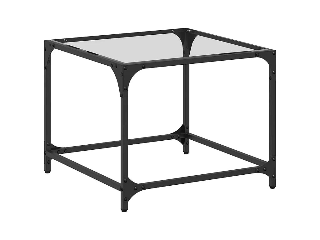 Table basse avec dessus en verre transparent 50x50x40 cm acier