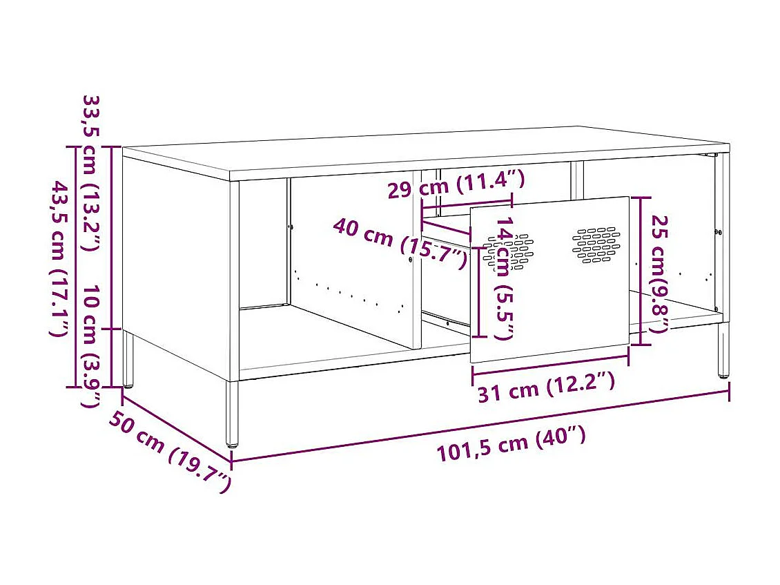 Salontafel 101,5x50x43,5 cm koudgewalst staal olijfgroen