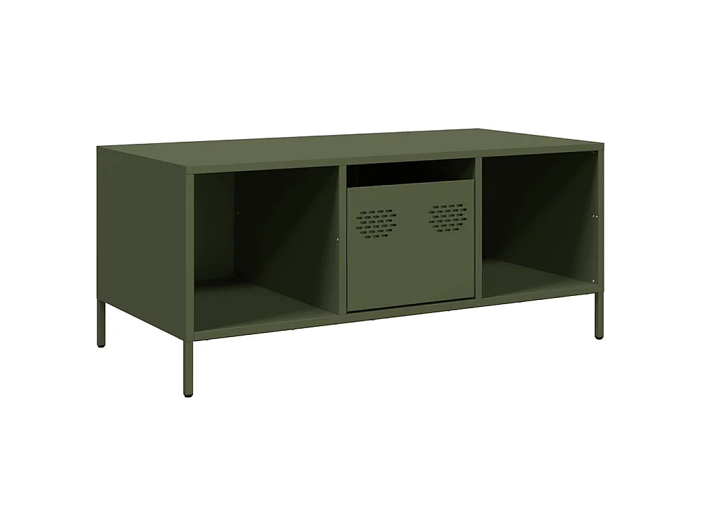Tavolino Verde Oliva 101,5x50x43,5 cm Acciaio Laminato a Freddo