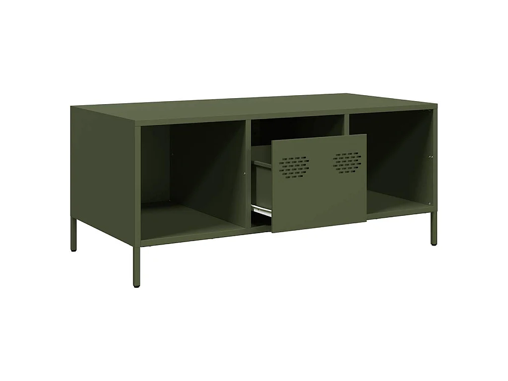 Tavolino Verde Oliva 101,5x50x43,5 cm Acciaio Laminato a Freddo