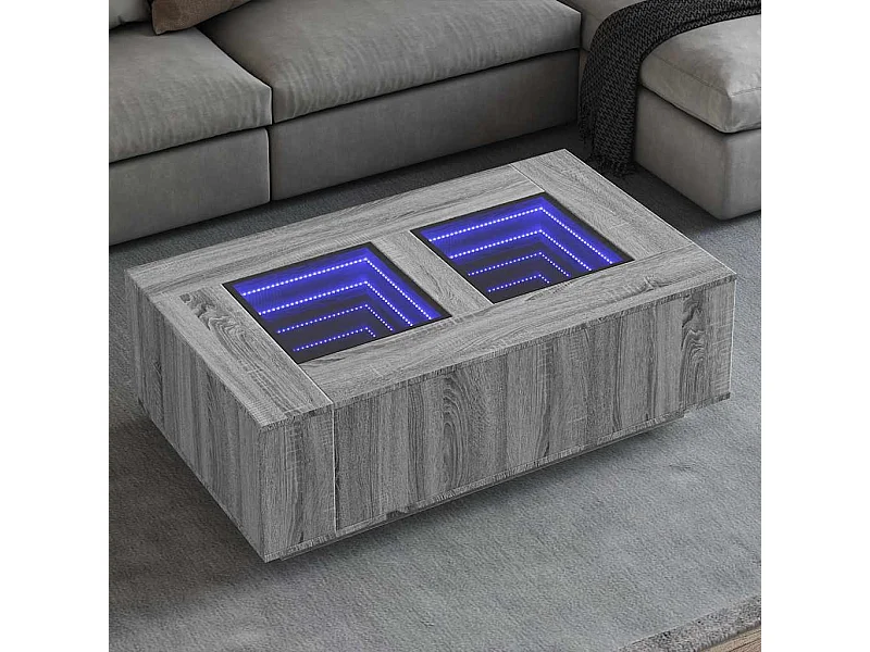 Salontafel met Infinity LED 116x69x40 cm grijs sonoma eiken
