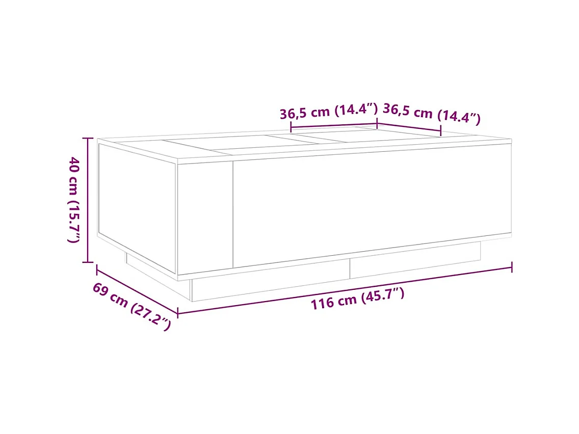 Table basse avec LED infini sonoma gris 116x69x40 cm