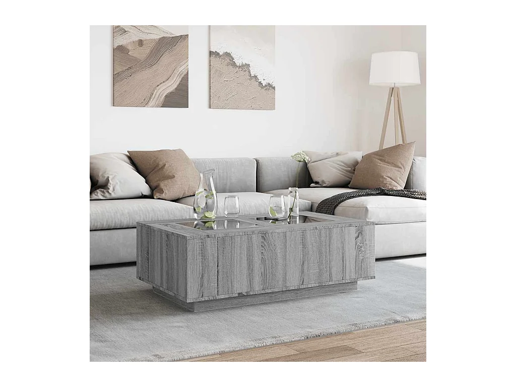 Table basse avec LED infini sonoma gris 116x69x40 cm
