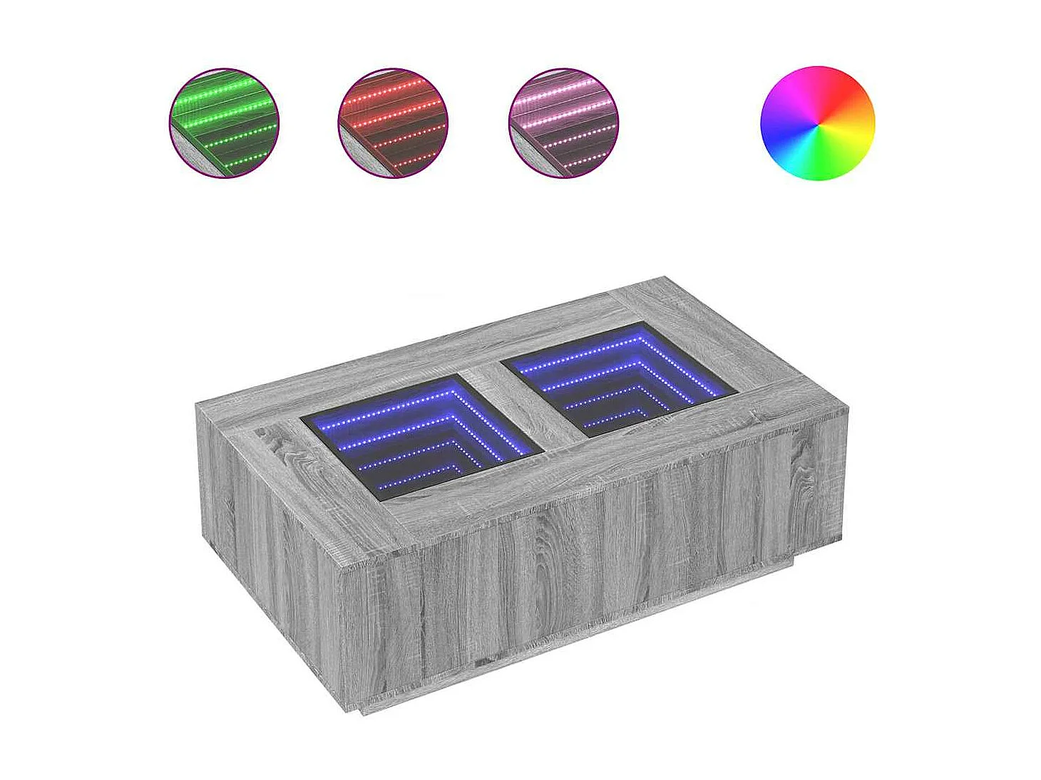 Table basse avec LED infini sonoma gris 116x69x40 cm