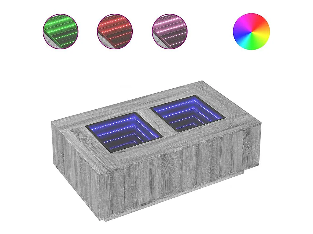 Salontafel met Infinity LED 116x69x40 cm grijs sonoma eiken