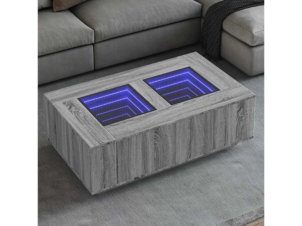Salontafel met Infinity LED 116x69x40 cm grijs sonoma eiken