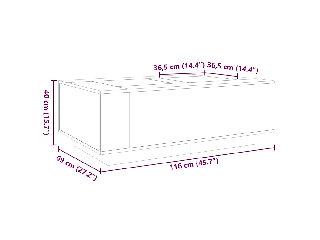 Salontafel met Infinity LED 116x69x40 cm grijs sonoma eiken