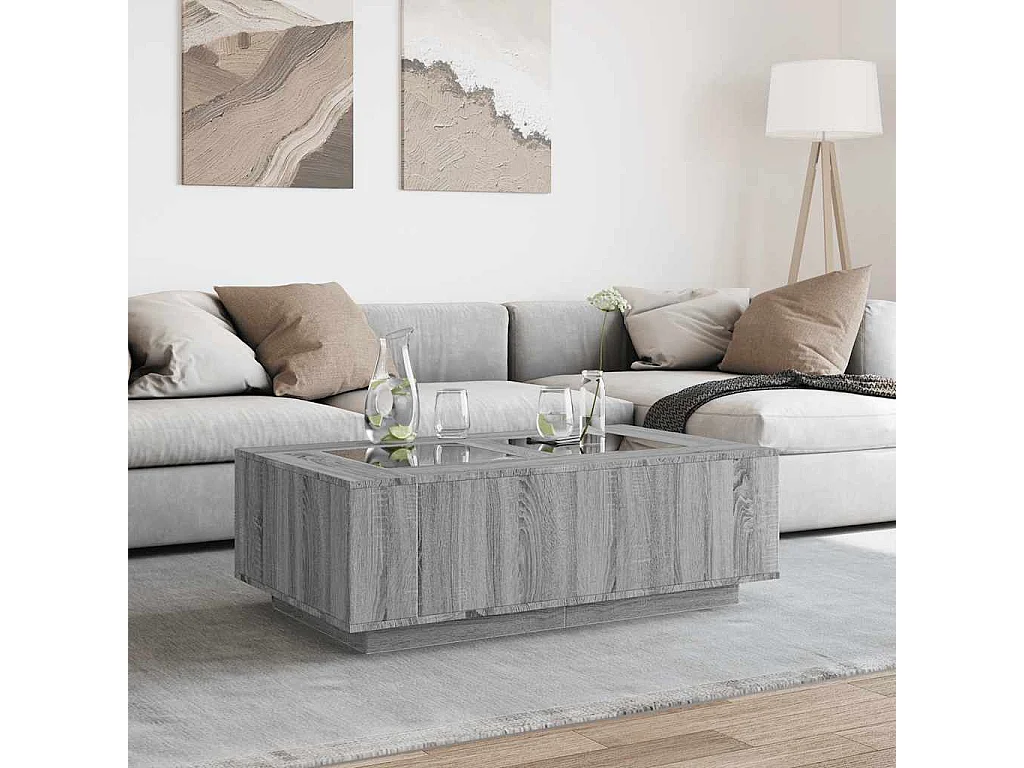 Salontafel met Infinity LED 116x69x40 cm grijs sonoma eiken