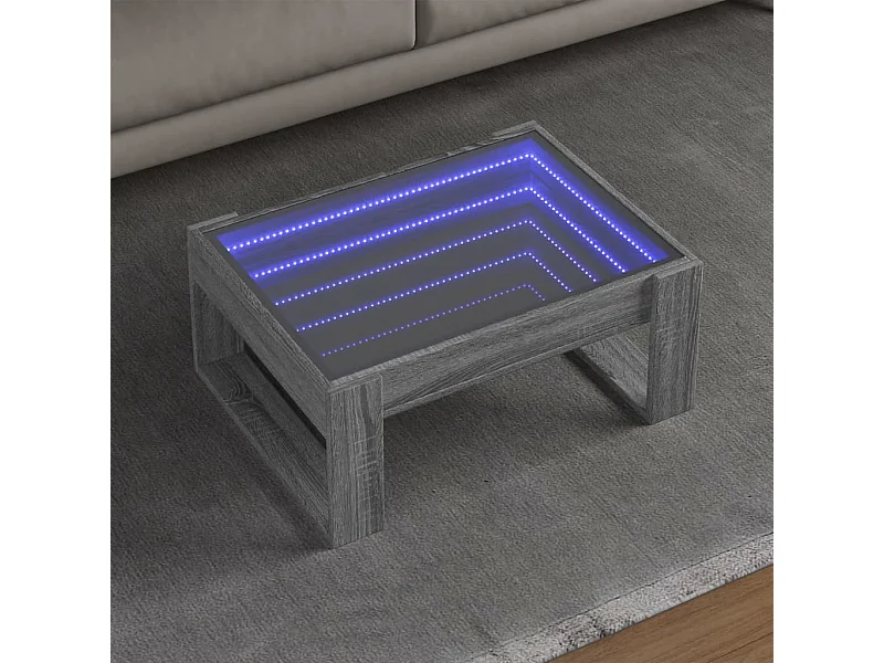 Salontafel met Infinity LED 70x53x30 cm grijs sonoma eikenkleur