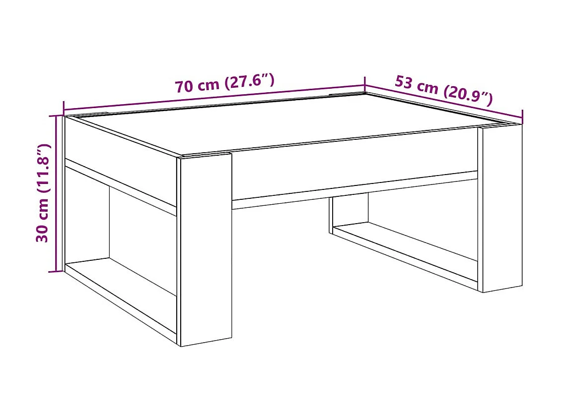 Table basse avec LED infini sonoma gris 70x53x30 cm