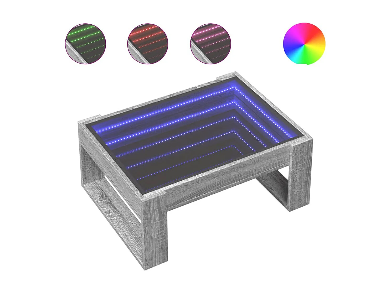 Couchtisch mit Infinity-LED Grau Sonoma 70x53x30 cm