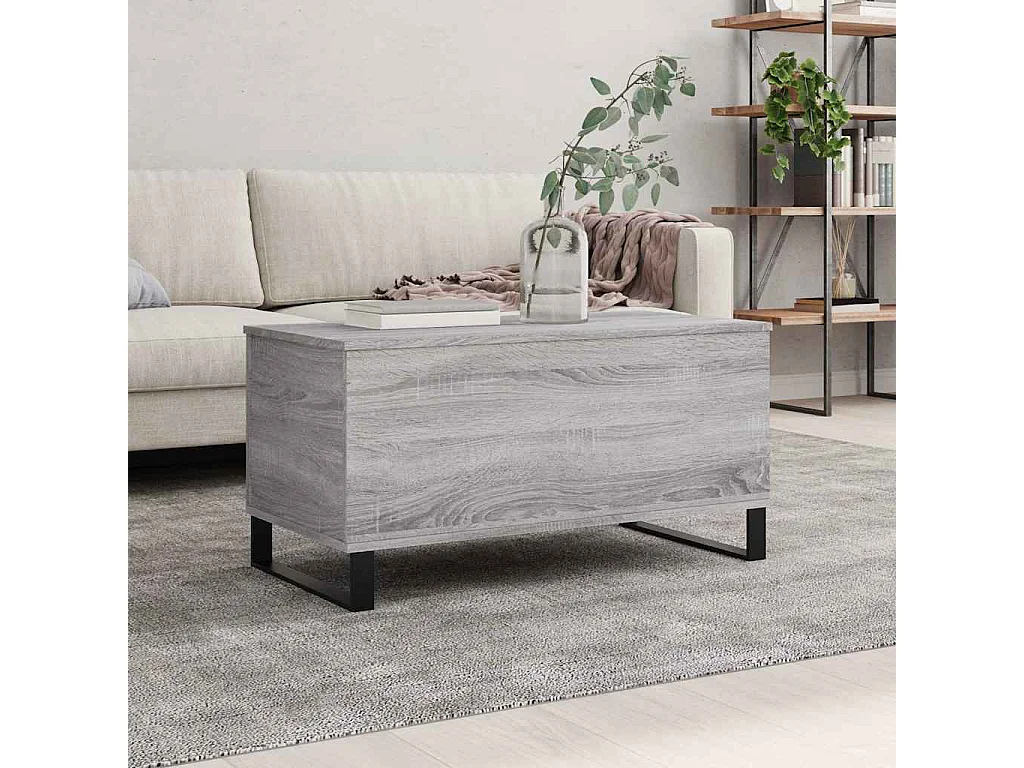Salontafel 90x44,5x45 cm bewerkt hout grijs sonoma eikenkleurig