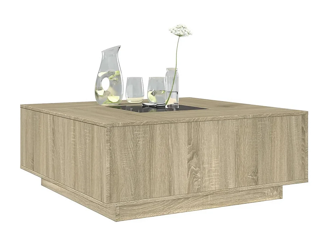 Tavolino da Salotto con LED Infinity Rovere Sonoma 100x100x40cm