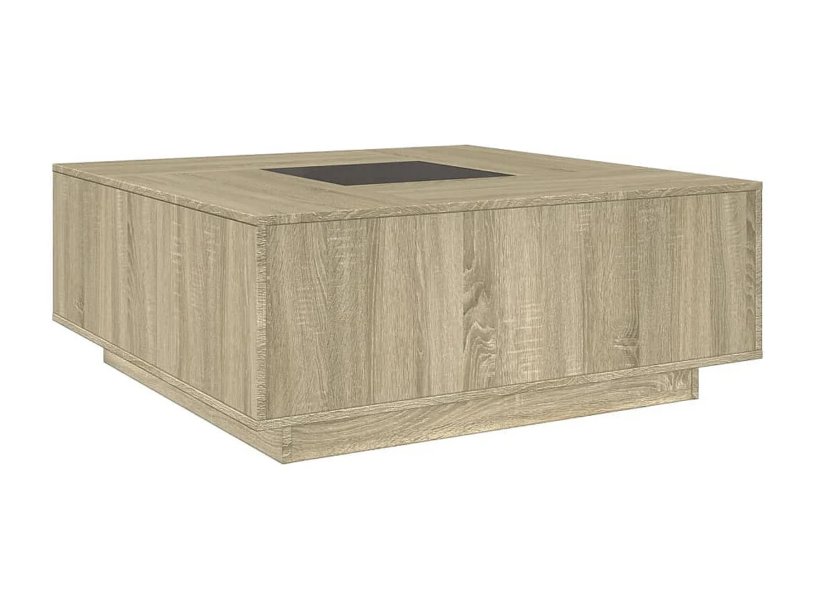 Tavolino da Salotto con LED Infinity Rovere Sonoma 100x100x40cm