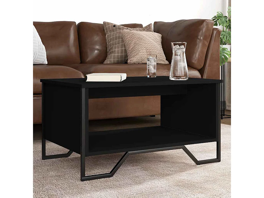 Table basse noir 75x51x40 cm bois d'ingénierie