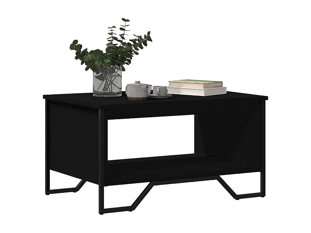 Table basse noir 75x51x40 cm bois d'ingénierie