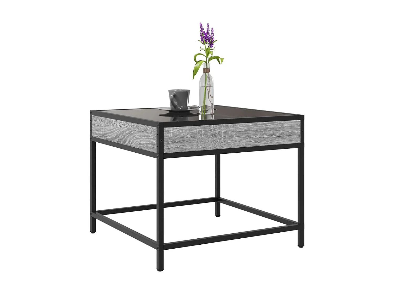 Salontafel met Infinity LED 50x50x41 cm grijs sonoma eikenkleur