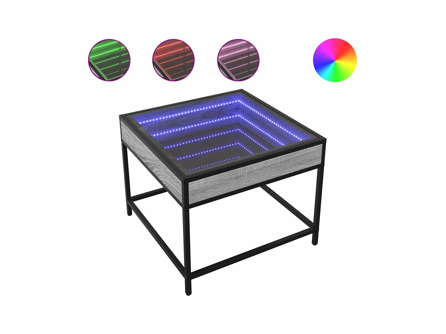 Table basse avec LED Infinity sonoma gris 50x50x41 cm