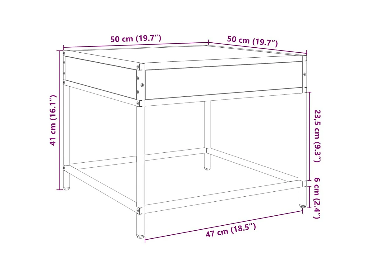 Table basse avec LED Infinity sonoma gris 50x50x41 cm