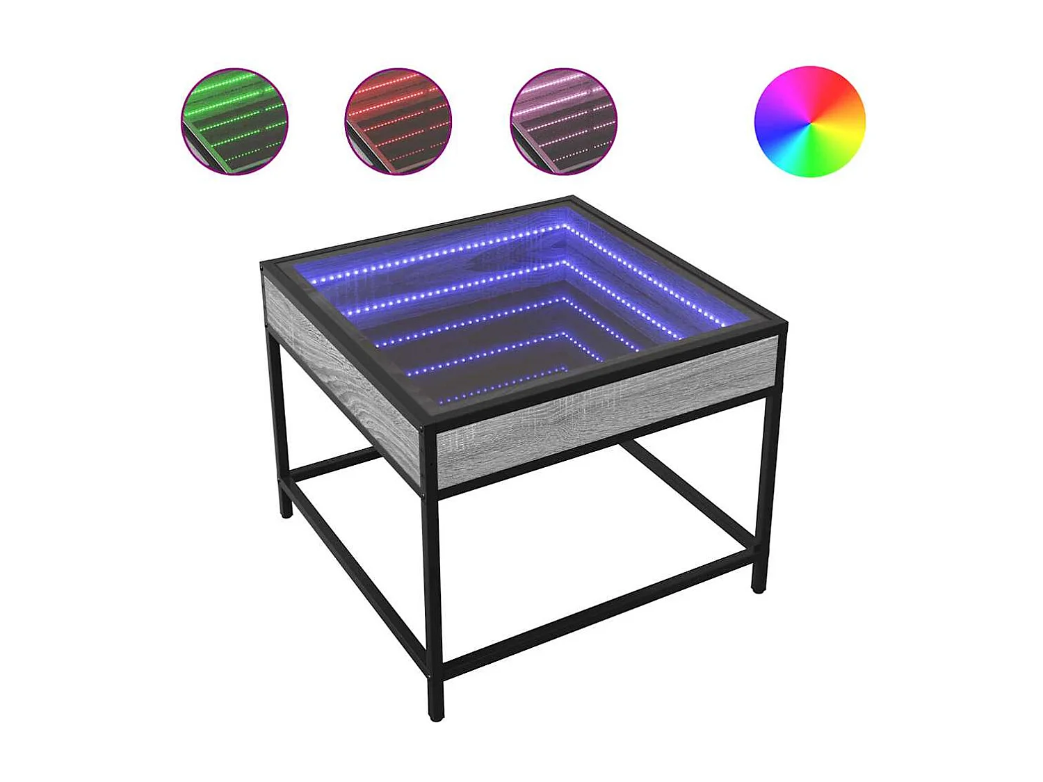 Salontafel met Infinity LED 50x50x41 cm grijs sonoma eikenkleur