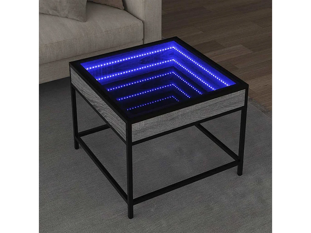 Salontafel met Infinity LED 50x50x41 cm grijs sonoma eikenkleur