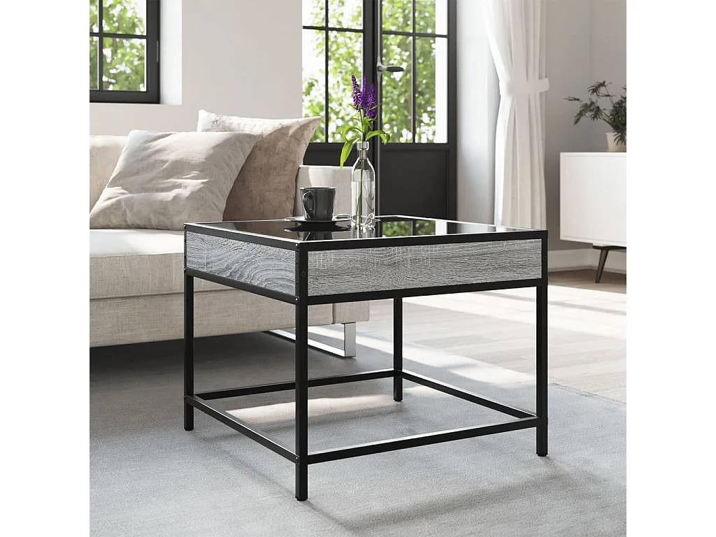 Salontafel met Infinity LED 50x50x41 cm grijs sonoma eikenkleur