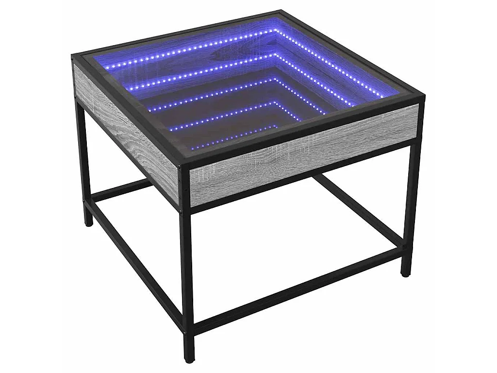 Table basse avec LED Infinity sonoma gris 50x50x41 cm