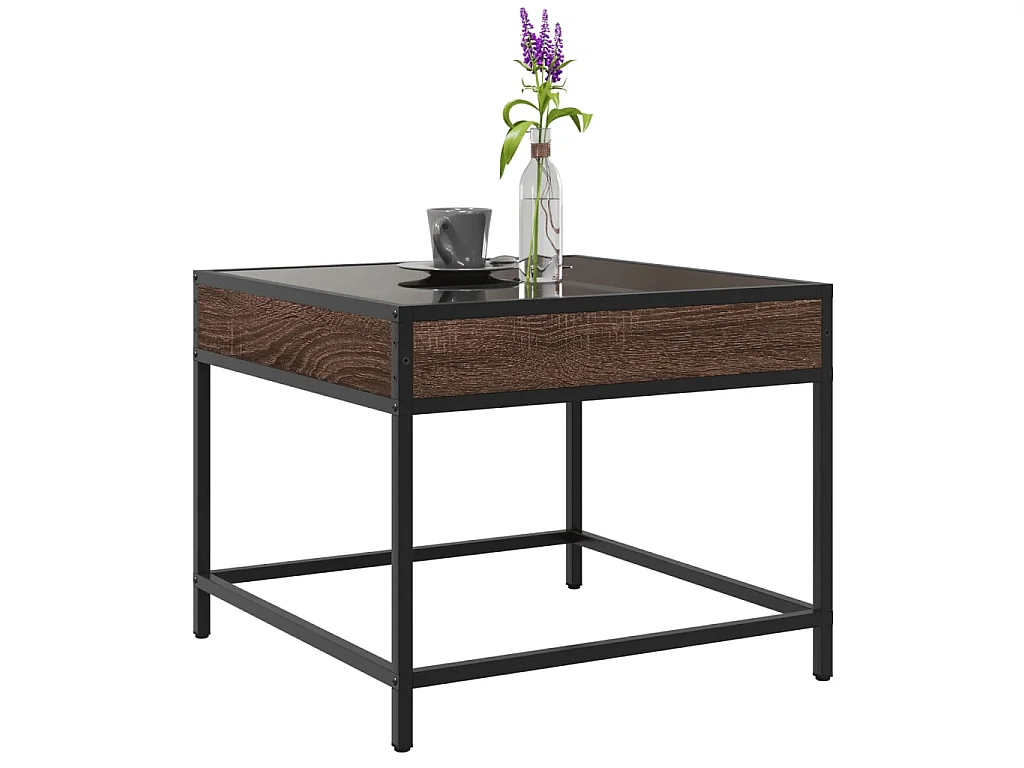 Couchtisch mit Infinity-LED Braun Eichen-Optik 50x50x41 cm