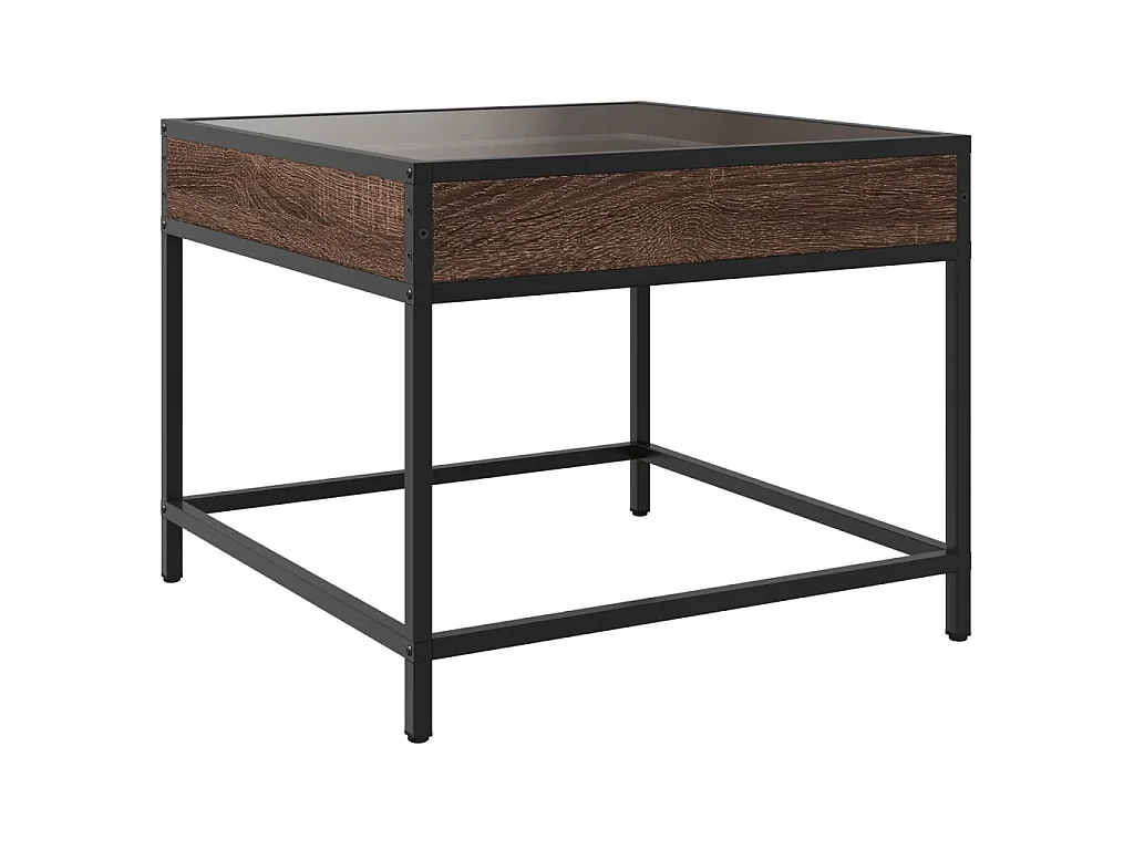 Couchtisch mit Infinity-LED Braun Eichen-Optik 50x50x41 cm