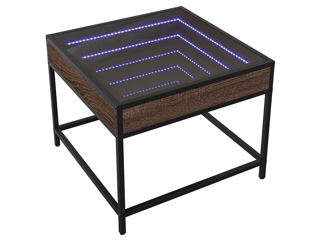 Table basse avec LED Infinity chêne marron 50x50x41 cm