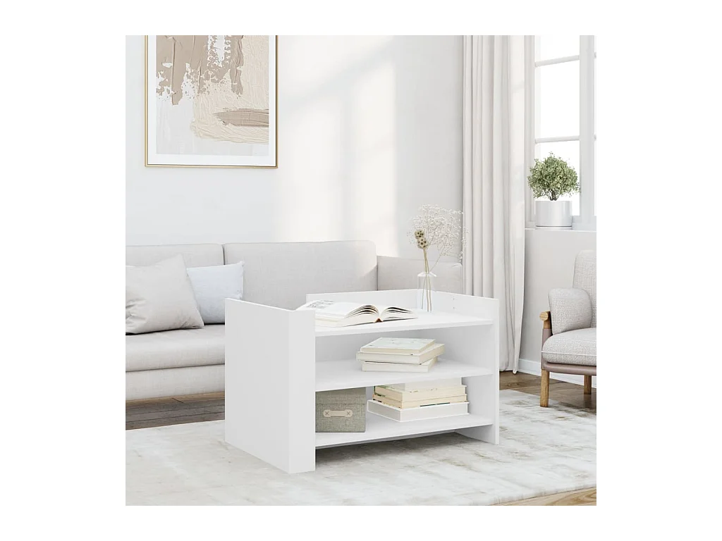 Table basse blanc 80x50x50 cm bois d'ingénierie