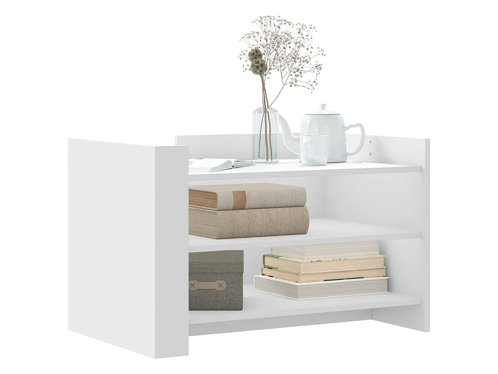 Tavolino da Salotto Bianco 80x50x50 cm in Legno Multistrato