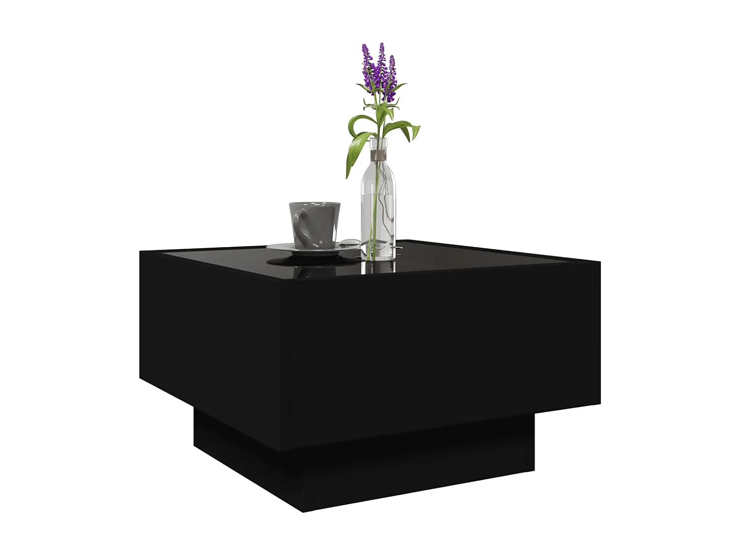 Table basse avec LED noir 50x50x30 cm bois d'ingénierie