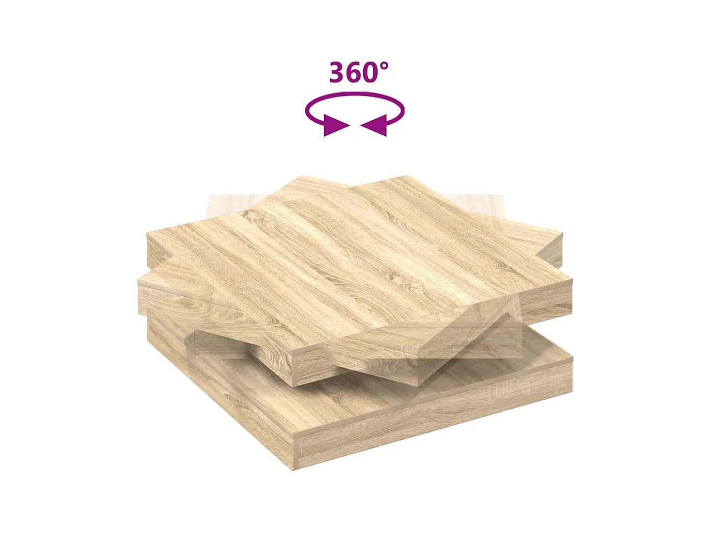 Table basse rotative à 360 degrés chêne sonoma 90x90x34,5 cm