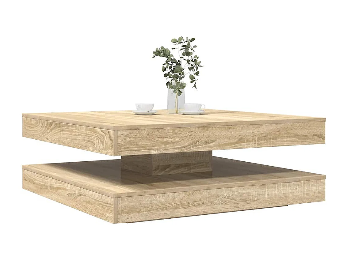 Table basse rotative à 360 degrés chêne sonoma 90x90x34,5 cm