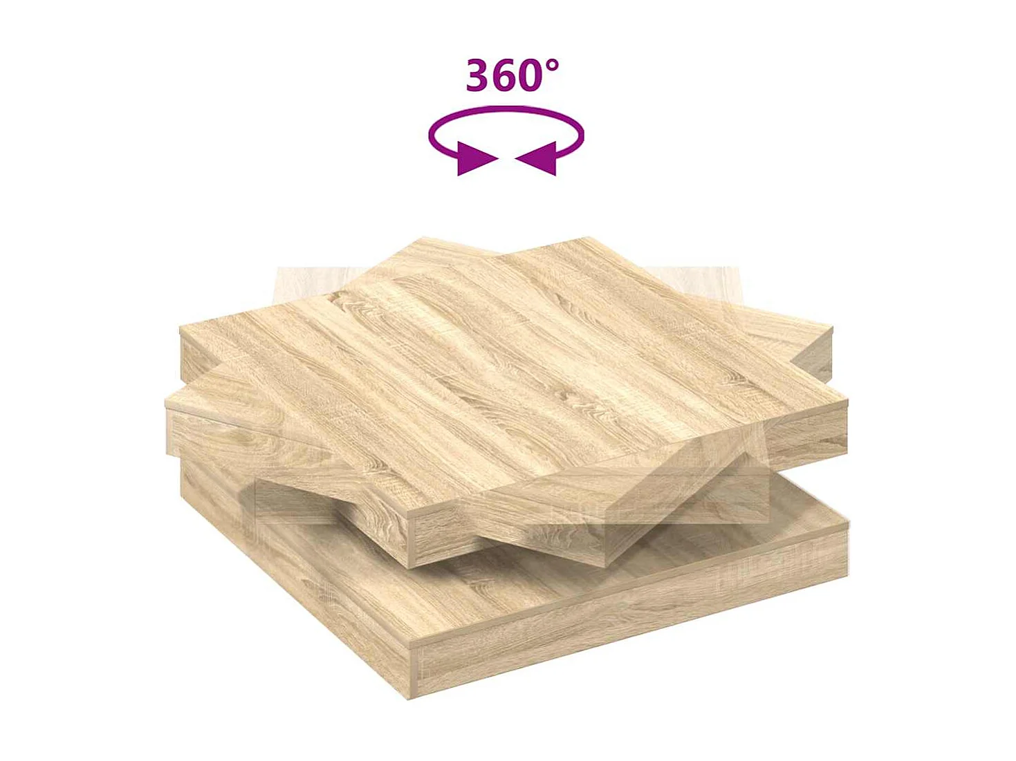 Tavolino da Caffè Girevole a 360 Gradi Sonoma 90x90x34,5 cm