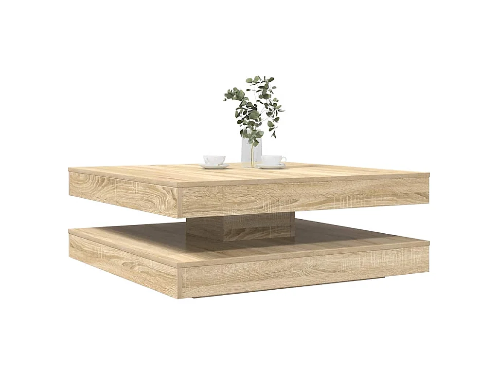 Tavolino da Caffè Girevole a 360 Gradi Sonoma 90x90x34,5 cm