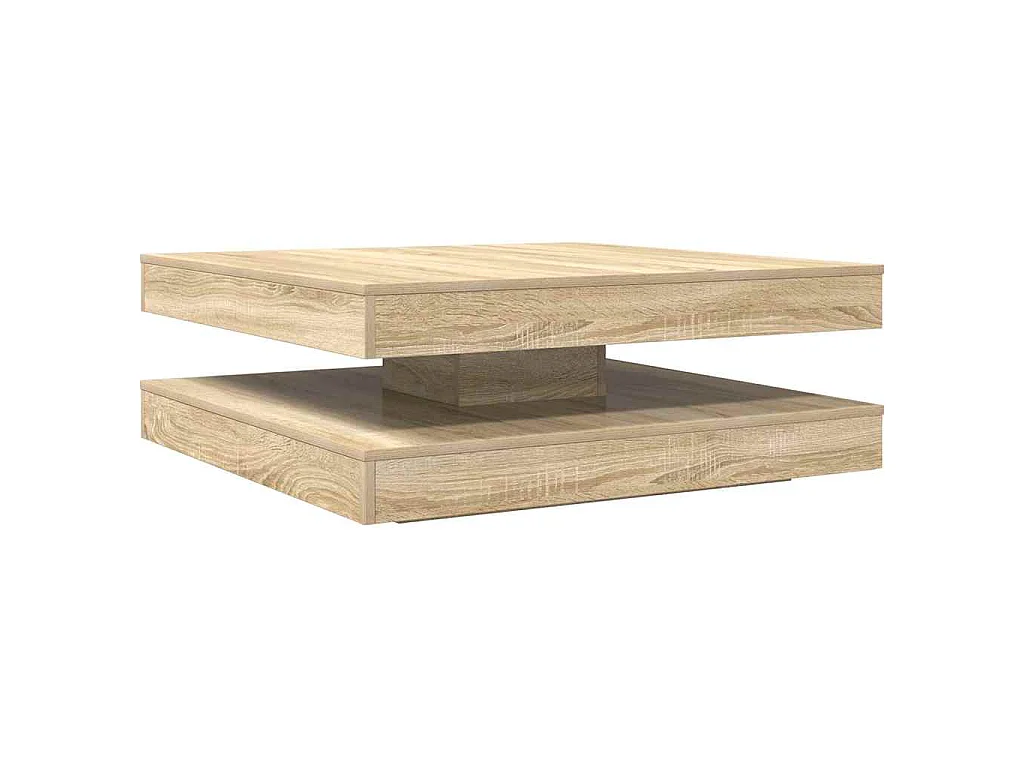 Table basse rotative à 360 degrés chêne sonoma 90x90x34,5 cm