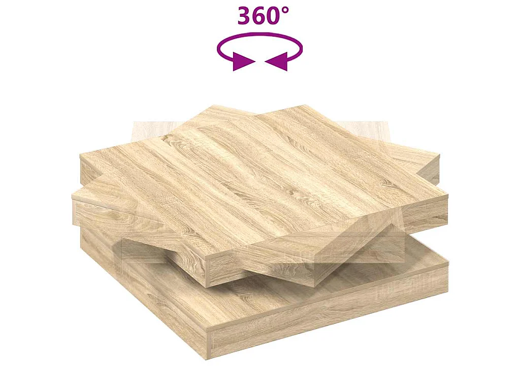 Table basse rotative à 360 degrés chêne sonoma 90x90x34,5 cm
