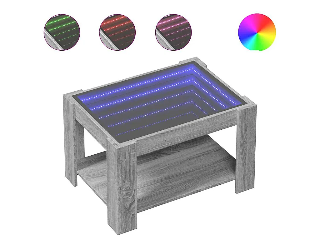 LED-Couchtisch Grau Sonoma 73x53x45 cm Holzwerkstoff