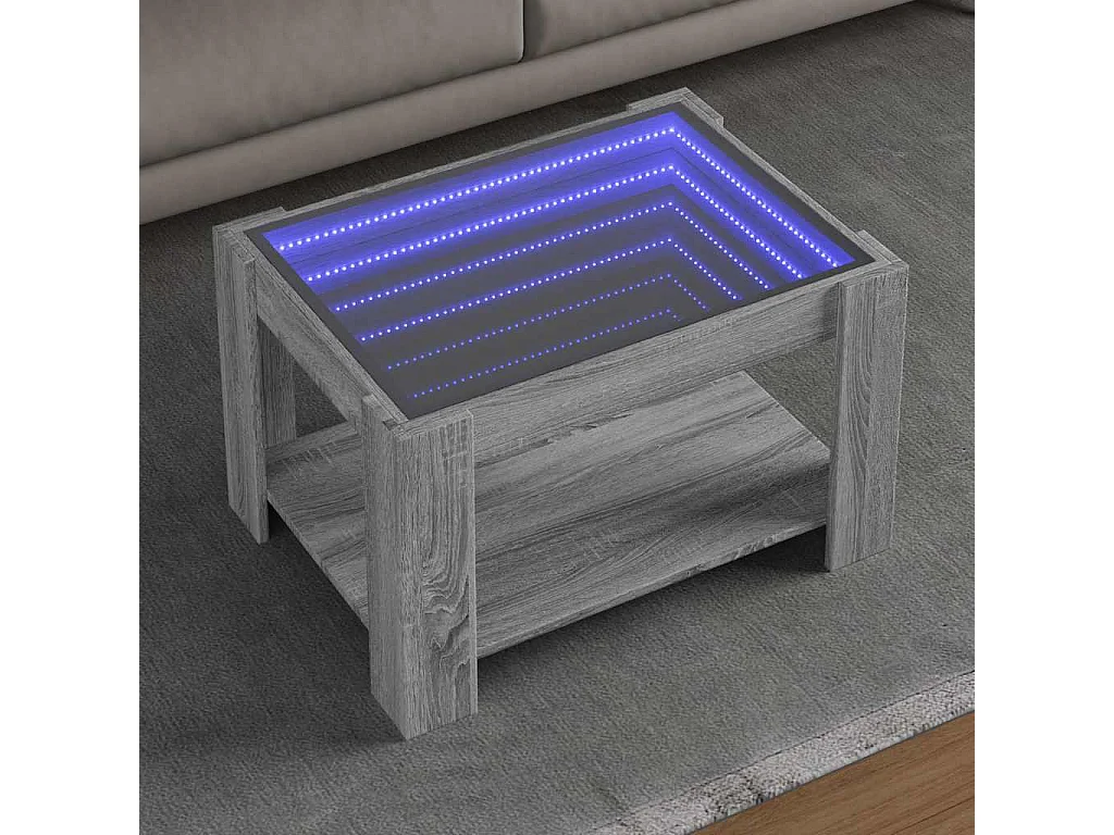 LED-Couchtisch Grau Sonoma 73x53x45 cm Holzwerkstoff