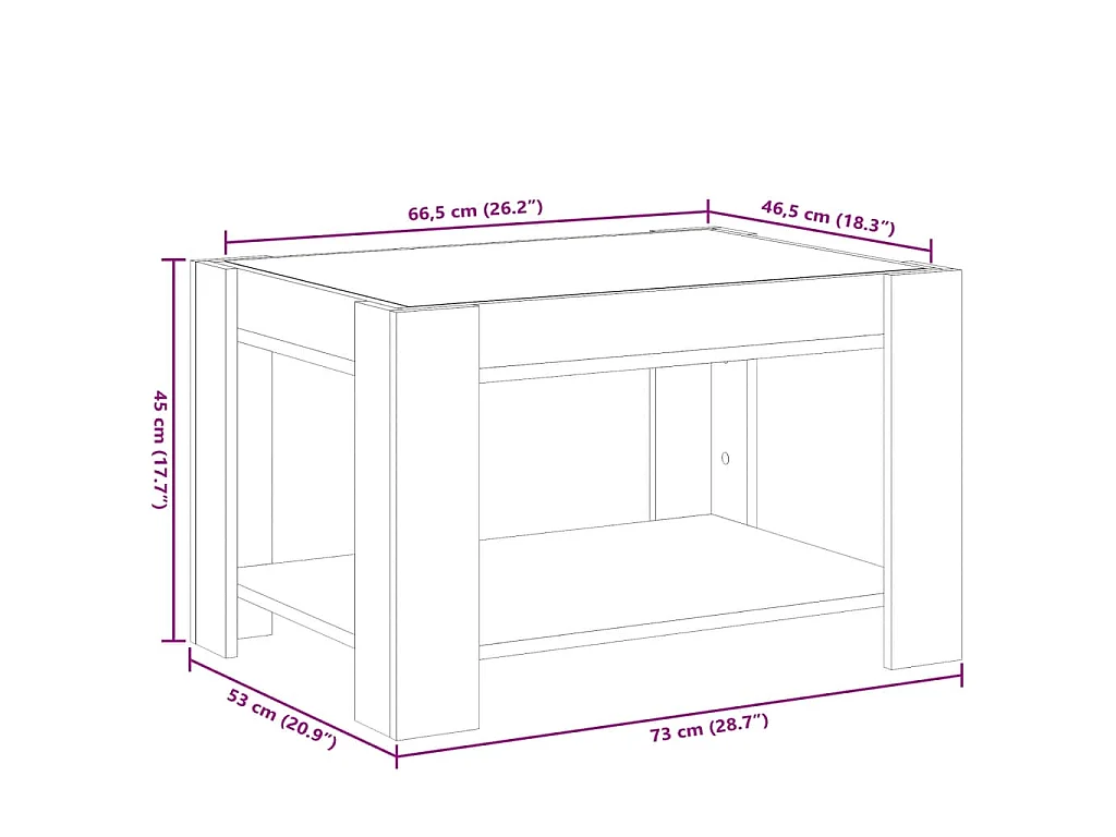 LED-Couchtisch Grau Sonoma 73x53x45 cm Holzwerkstoff