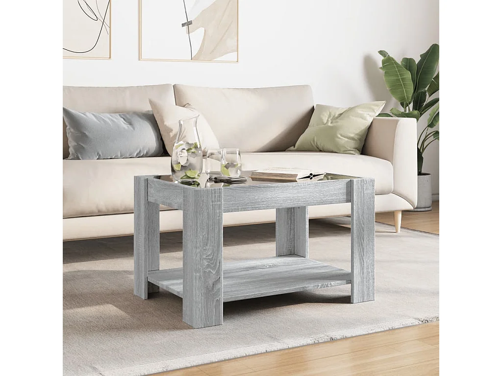 LED-Couchtisch Grau Sonoma 73x53x45 cm Holzwerkstoff