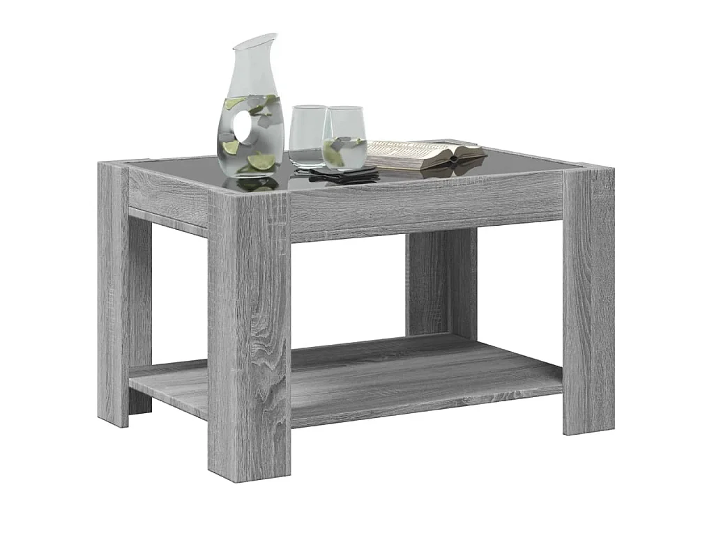 LED-Couchtisch Grau Sonoma 73x53x45 cm Holzwerkstoff