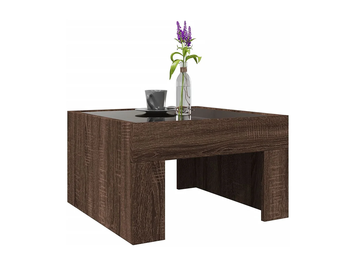 Table basse avec LED infini chêne marron 50x50x30 cm